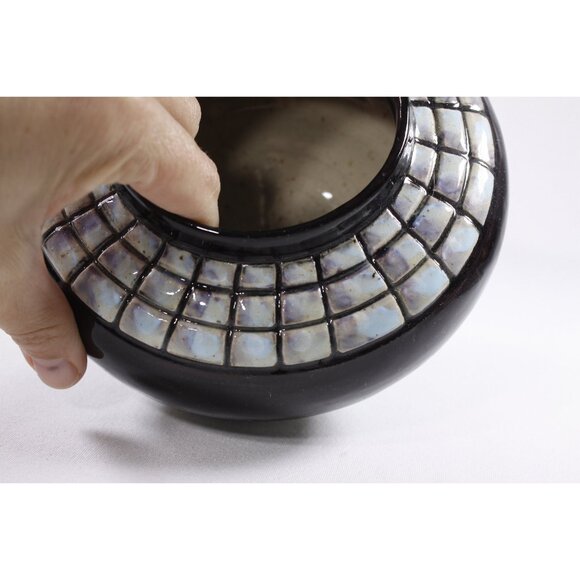 Handmade opalescent painted pottery bowl, full moon home altar offering bowl - Picture 8 of 10
